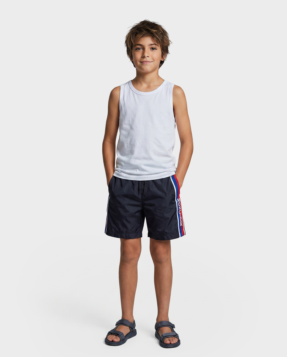 Granatowe spodenki kąpielowe z logo - Image #2