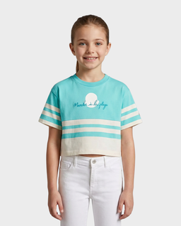 Bawełniany t-shirt w paski - Image #0