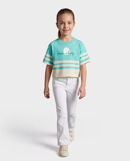 Bawełniany t-shirt w paski - Image #2