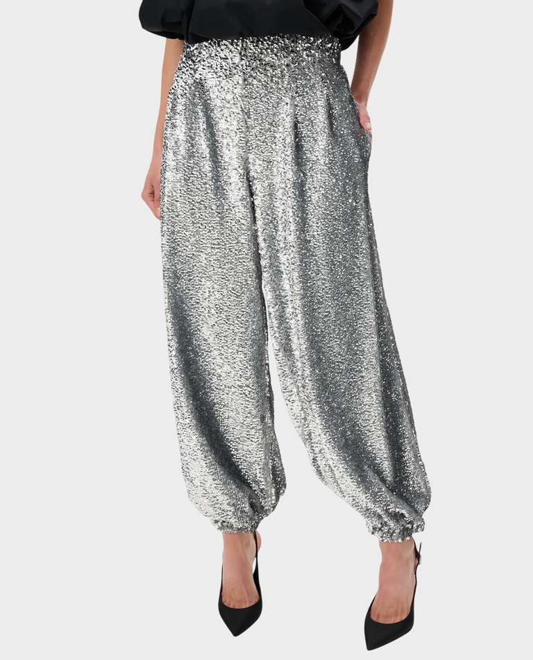 Srebrne spodnie z cekinami Bello