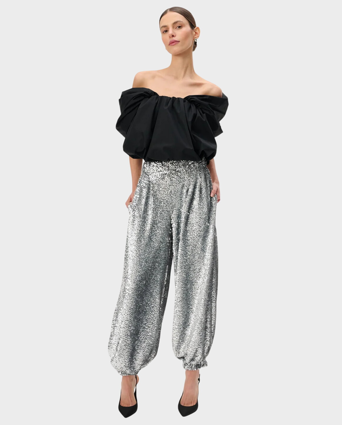 Srebrne spodnie z cekinami Bello - Image #1