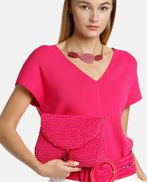 Różowa kopertówka z rafii