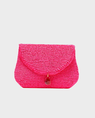 Różowa kopertówka z rafii