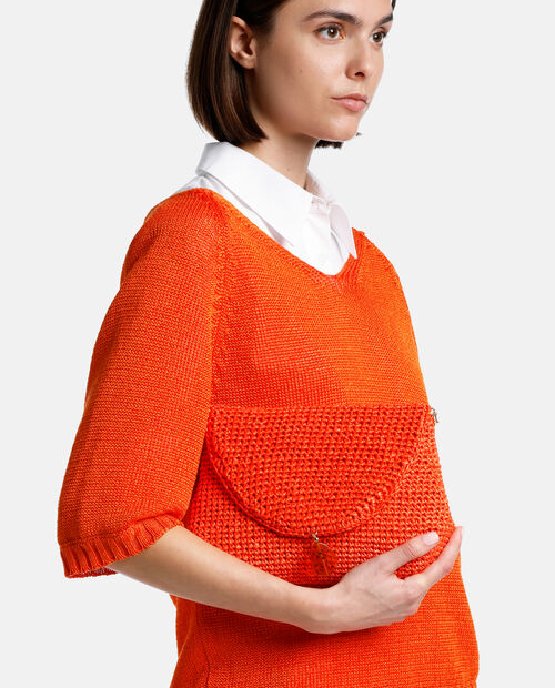 Pomarańczowa kopertówka z rafii - Image #1