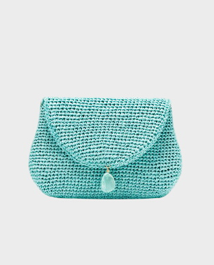 Turkusowa kopertówka z rafii