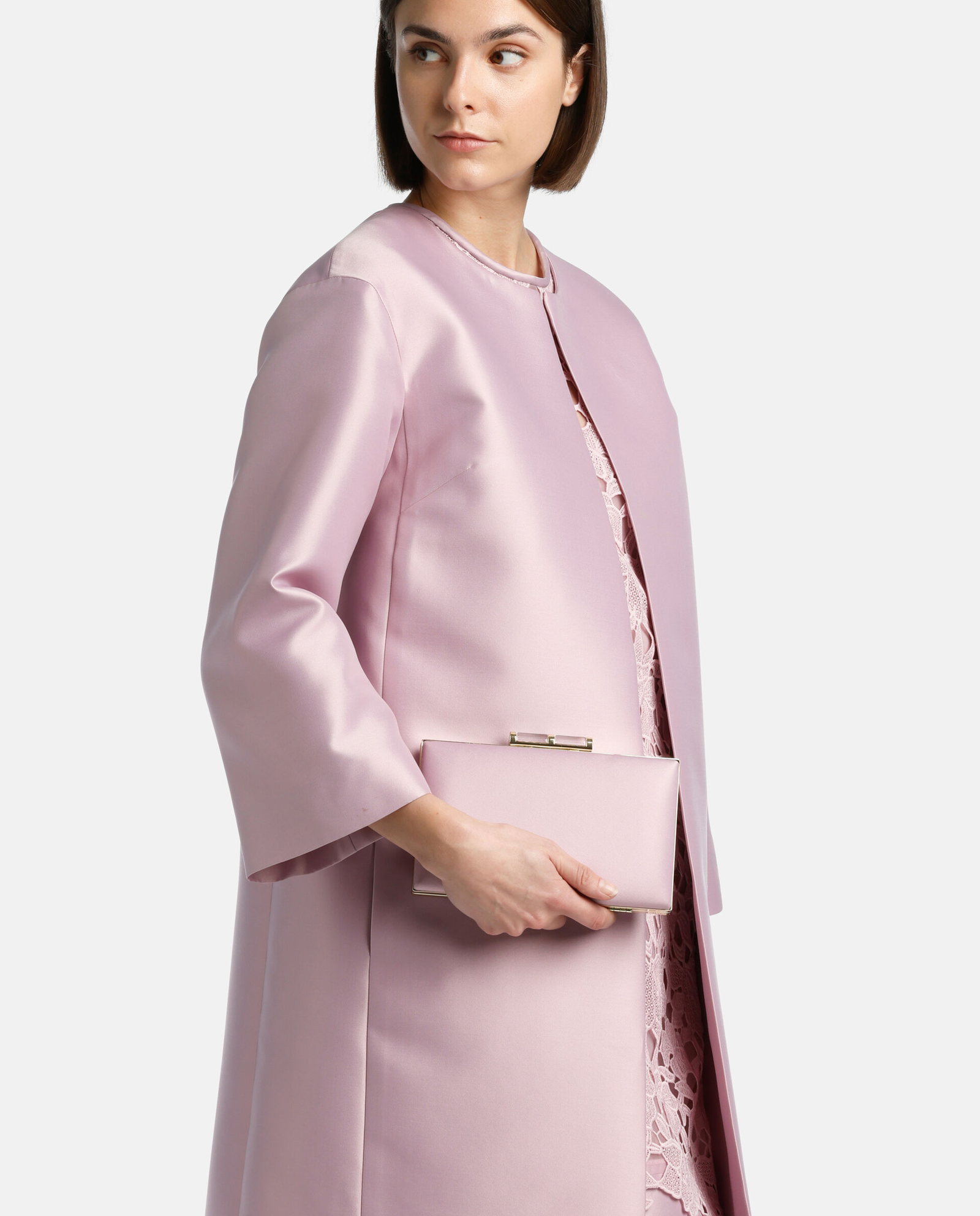 Różowa satynowa kopertówka Ivy - Image #1