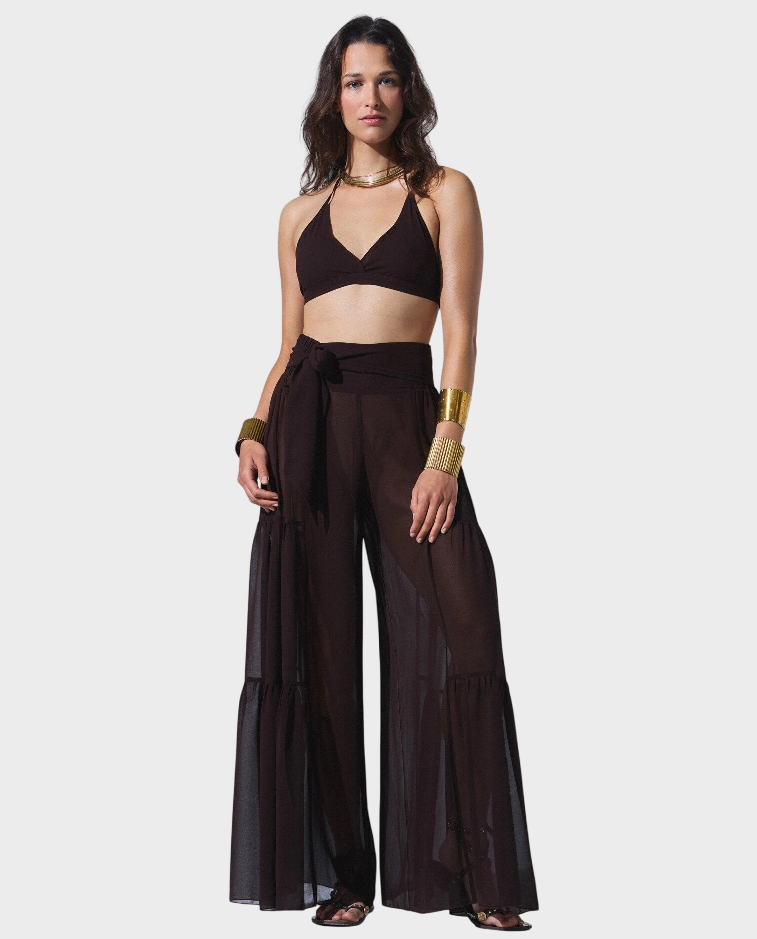 Brązowy set z szerokimi spodniami Nancy - Image #0