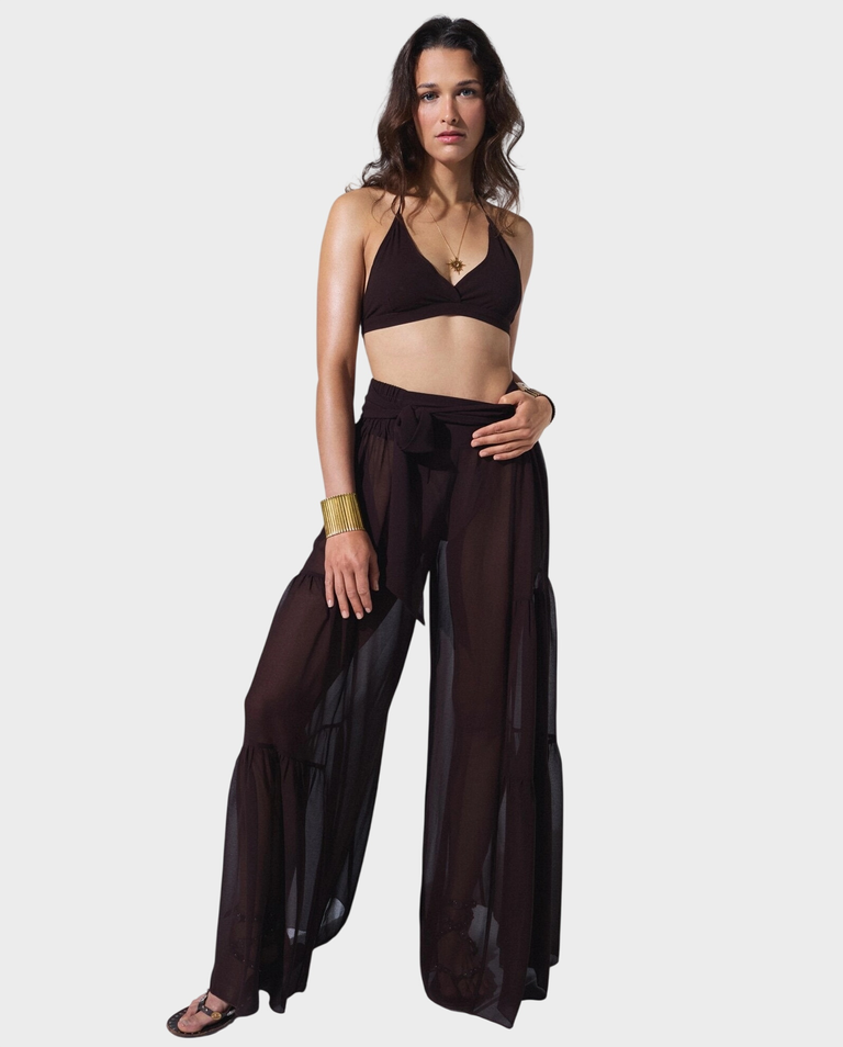 Brązowy set z szerokimi spodniami Nancy