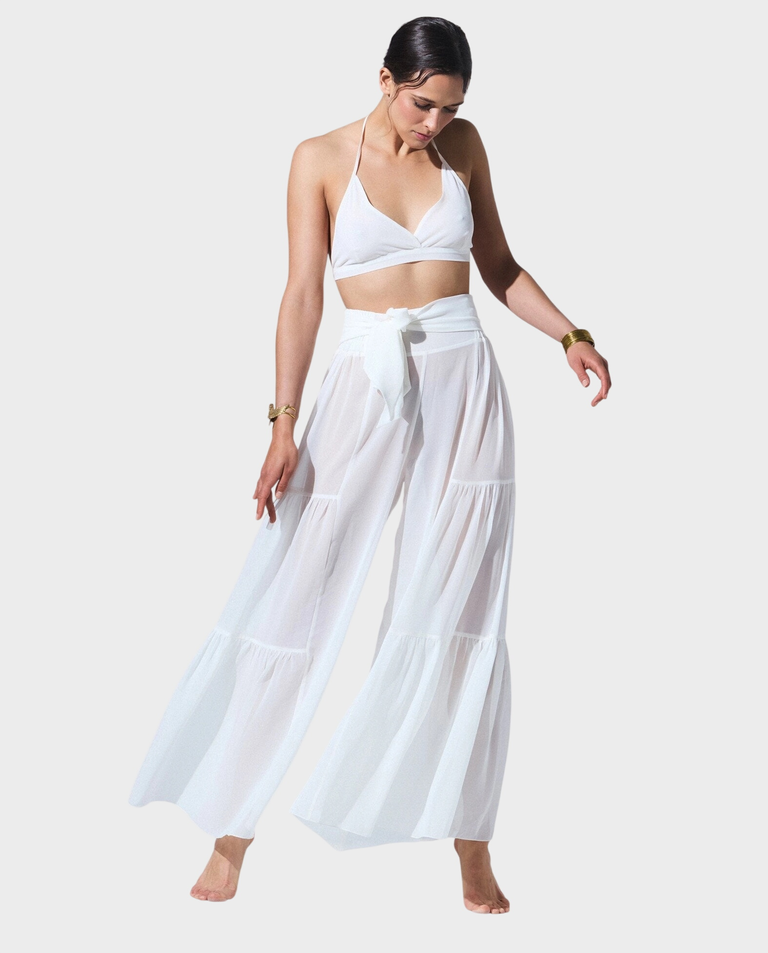 Biały set z szerokimi spodniami Nancy