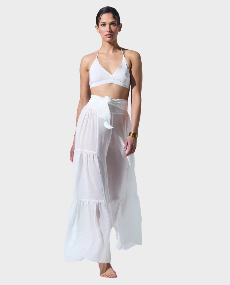 Biały set z szerokimi spodniami Nancy