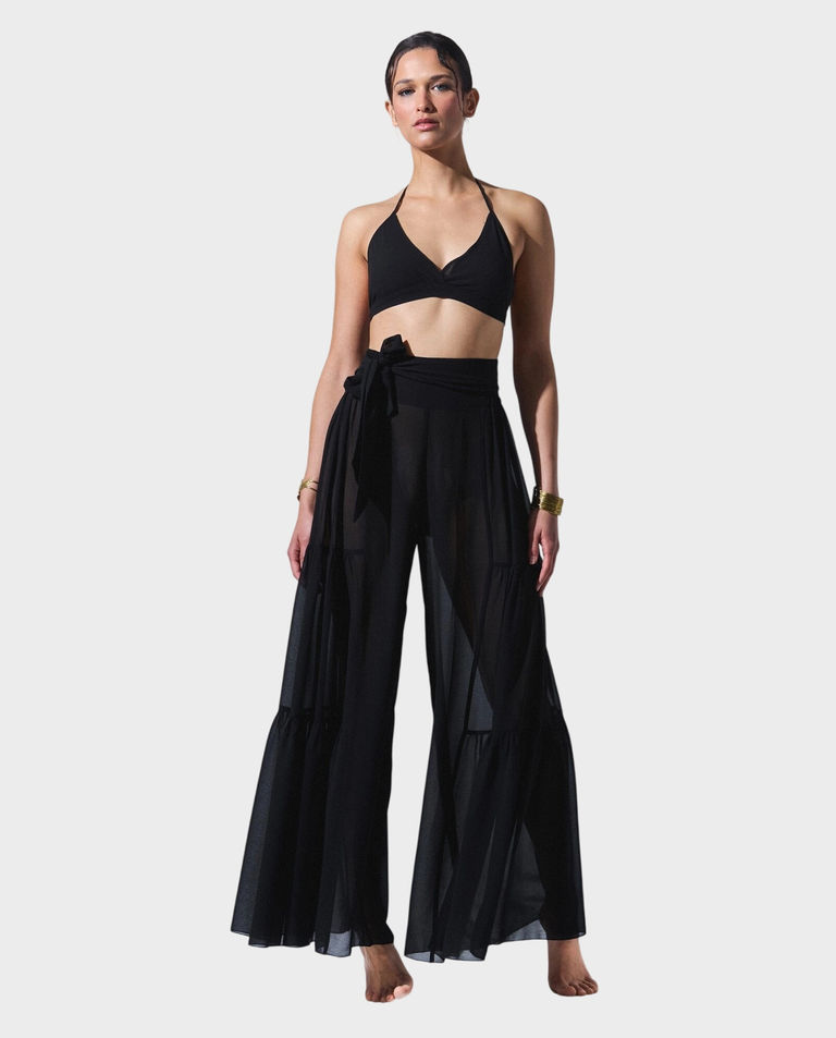 Czarny set z szerokimi spodniami Nancy