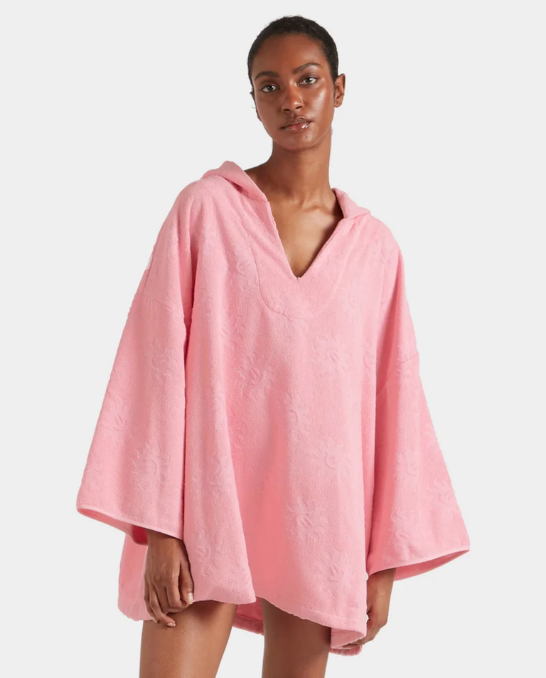 Różowe ponczo z kapturem Sunny