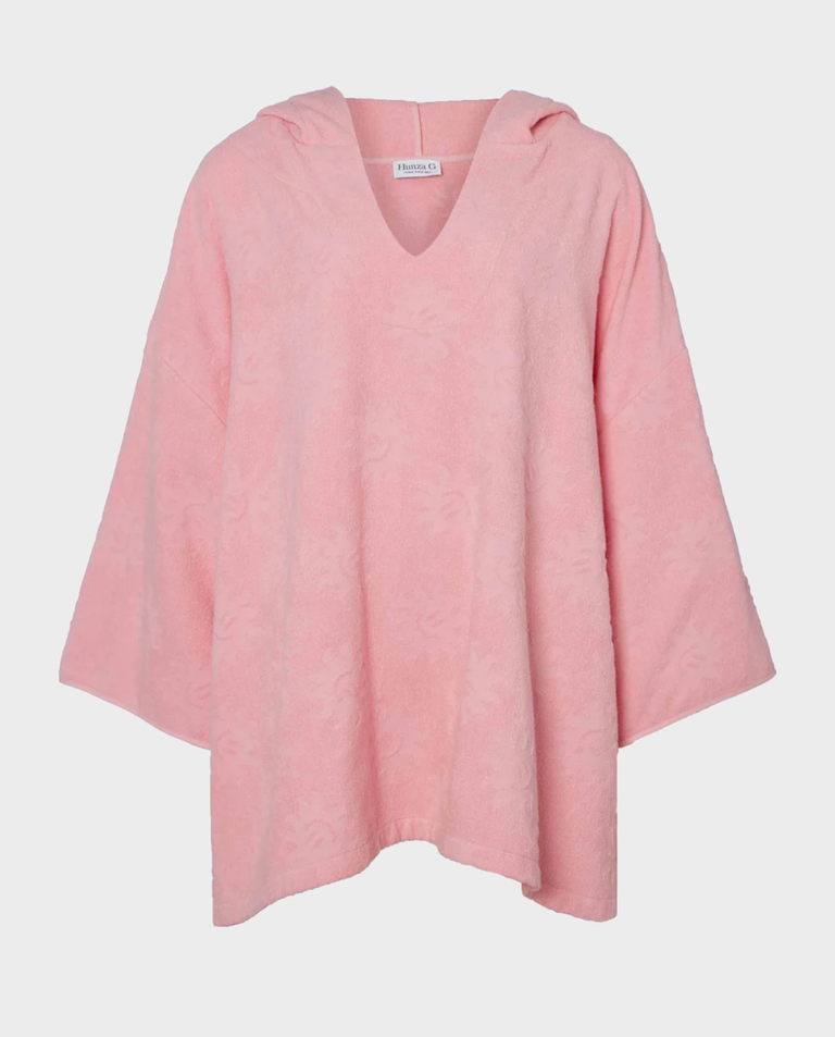 Różowe ponczo z kapturem Sunny