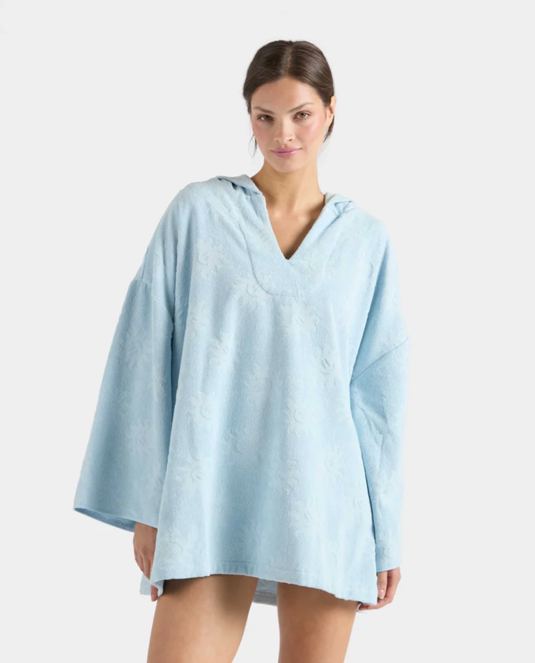 Błękitne ponczo z kapturem Sunny