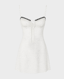 Biała mini sukienka w groszki Emi - Image #0