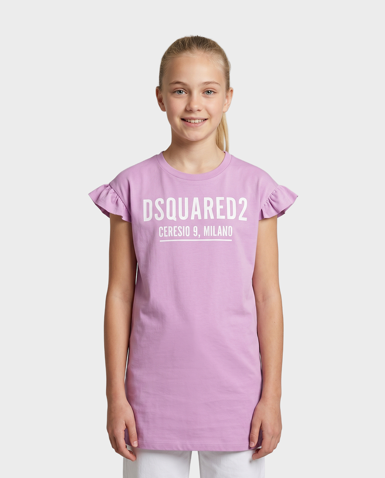 Różowy t-shirt z falbankami 4-16 lat