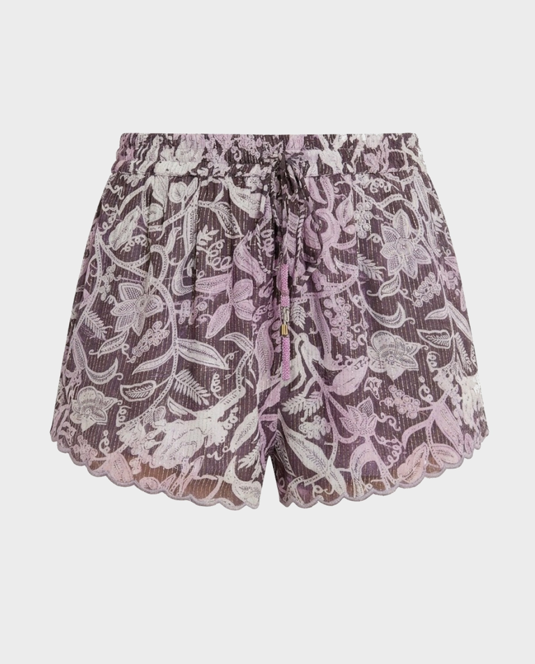 Fioletowe spodenki z wysokim stanem