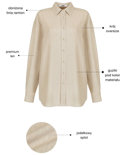 Beżowa koszula z lnu i bawełny - Image #4
