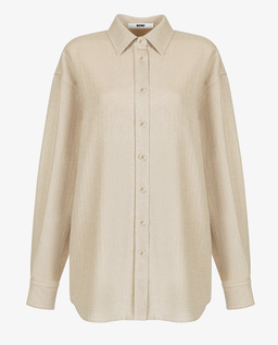 Beżowa koszula z lnu i bawełny - Image #2