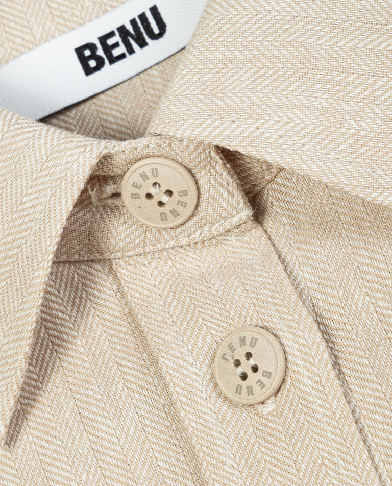 Beżowa koszula z lnu i bawełny - Image #3