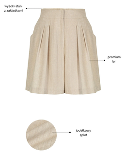 Beżowe szorty z lnu i bawełny - Image #4