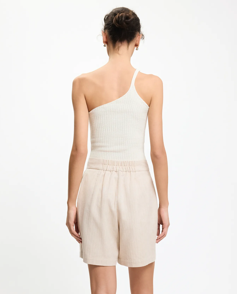 Beżowe szorty z lnu i bawełny - Image #2