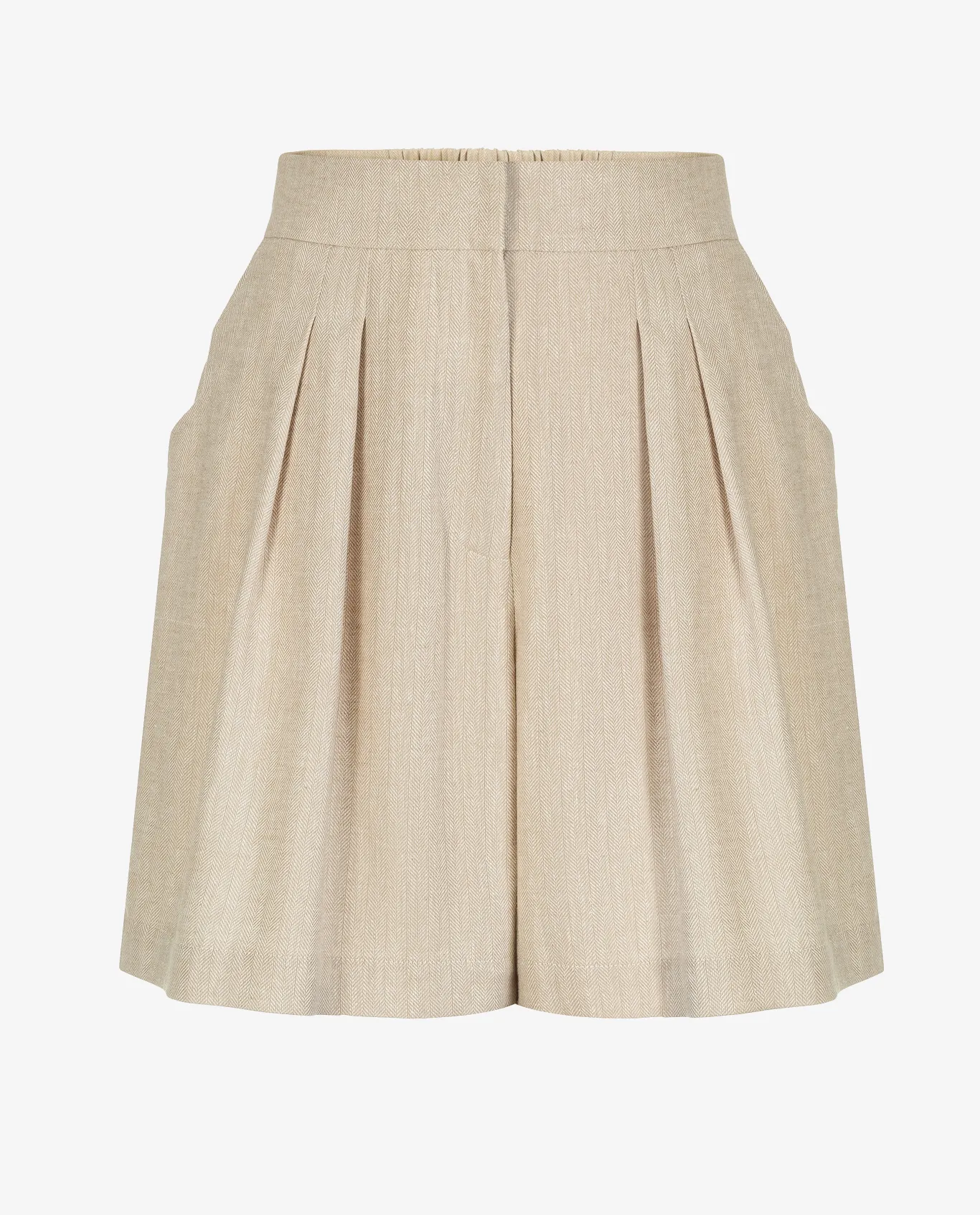 Beżowe szorty z lnu i bawełny - Image #3