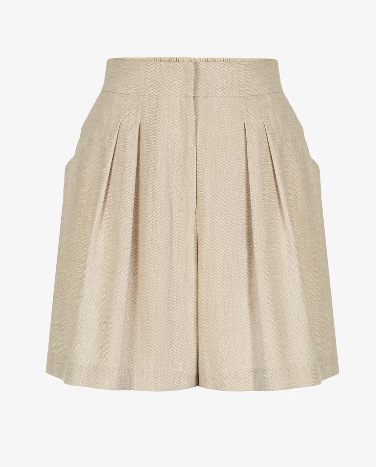 Beżowe szorty z lnu i bawełny - Image #3