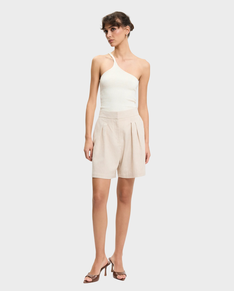 Beżowe szorty z lnu i bawełny