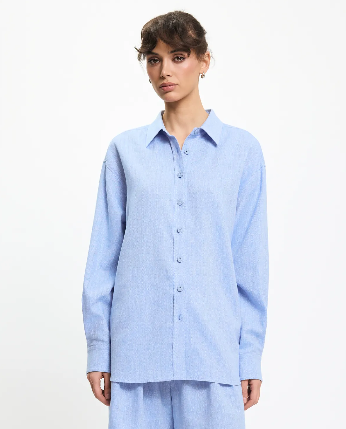 Niebieska koszula z lnu i bawełny - Image #0