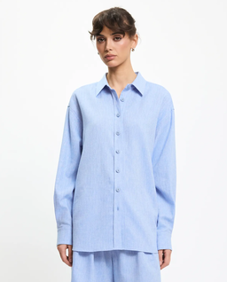 Niebieska koszula z lnu i bawełny - Image #0