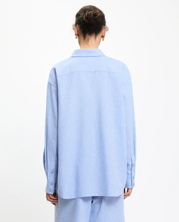 Niebieska koszula z lnu i bawełny - Image #2