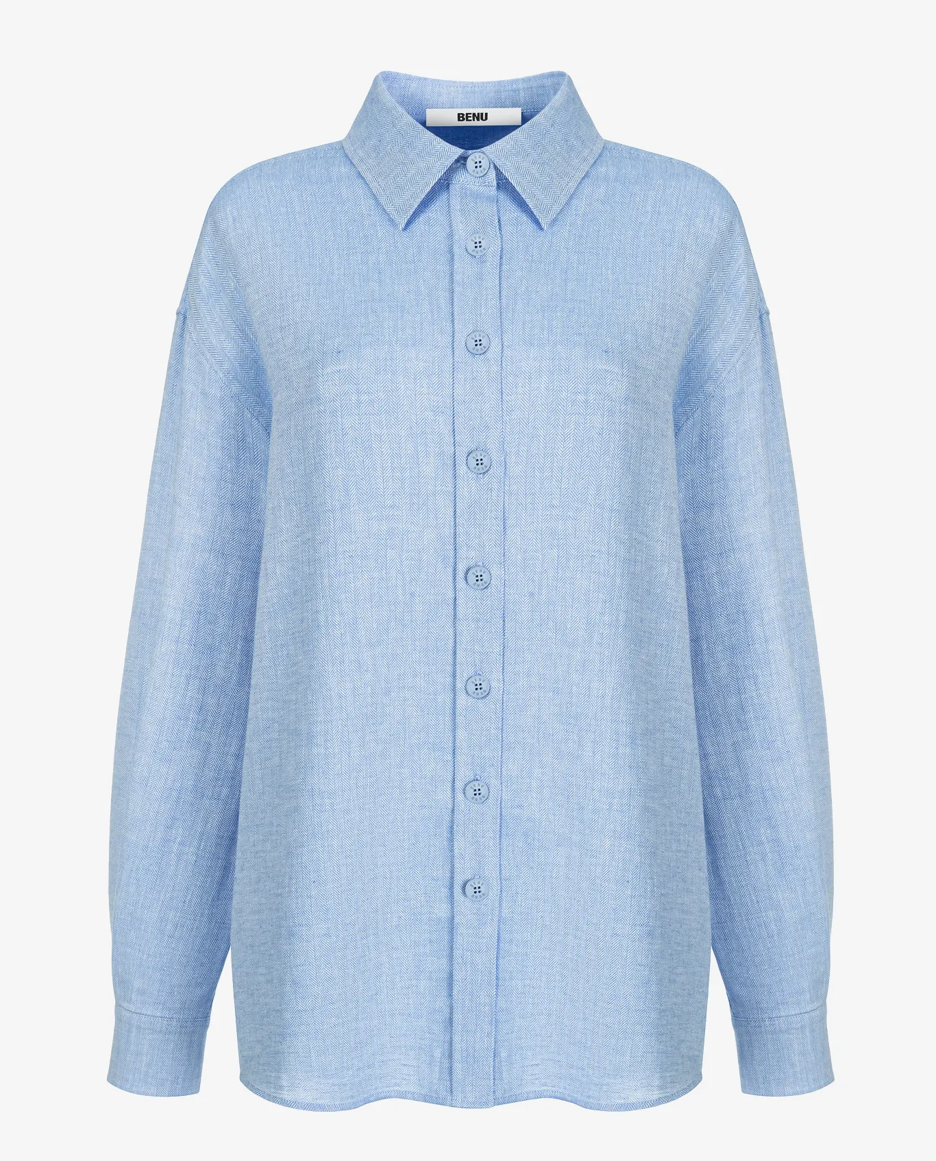 Niebieska koszula z lnu i bawełny - Image #3