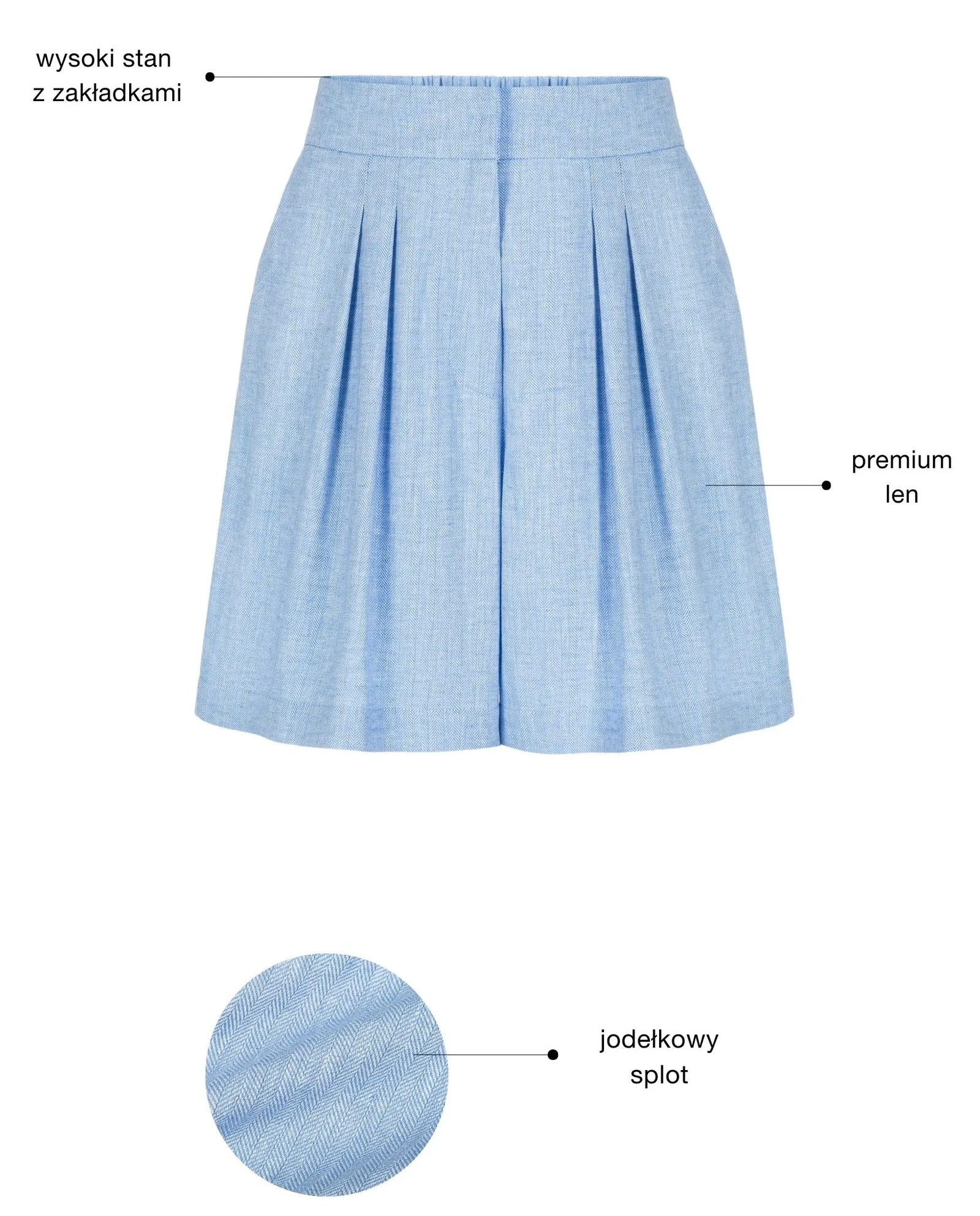 Niebieskie szorty z lnu i bawełny - Image #5