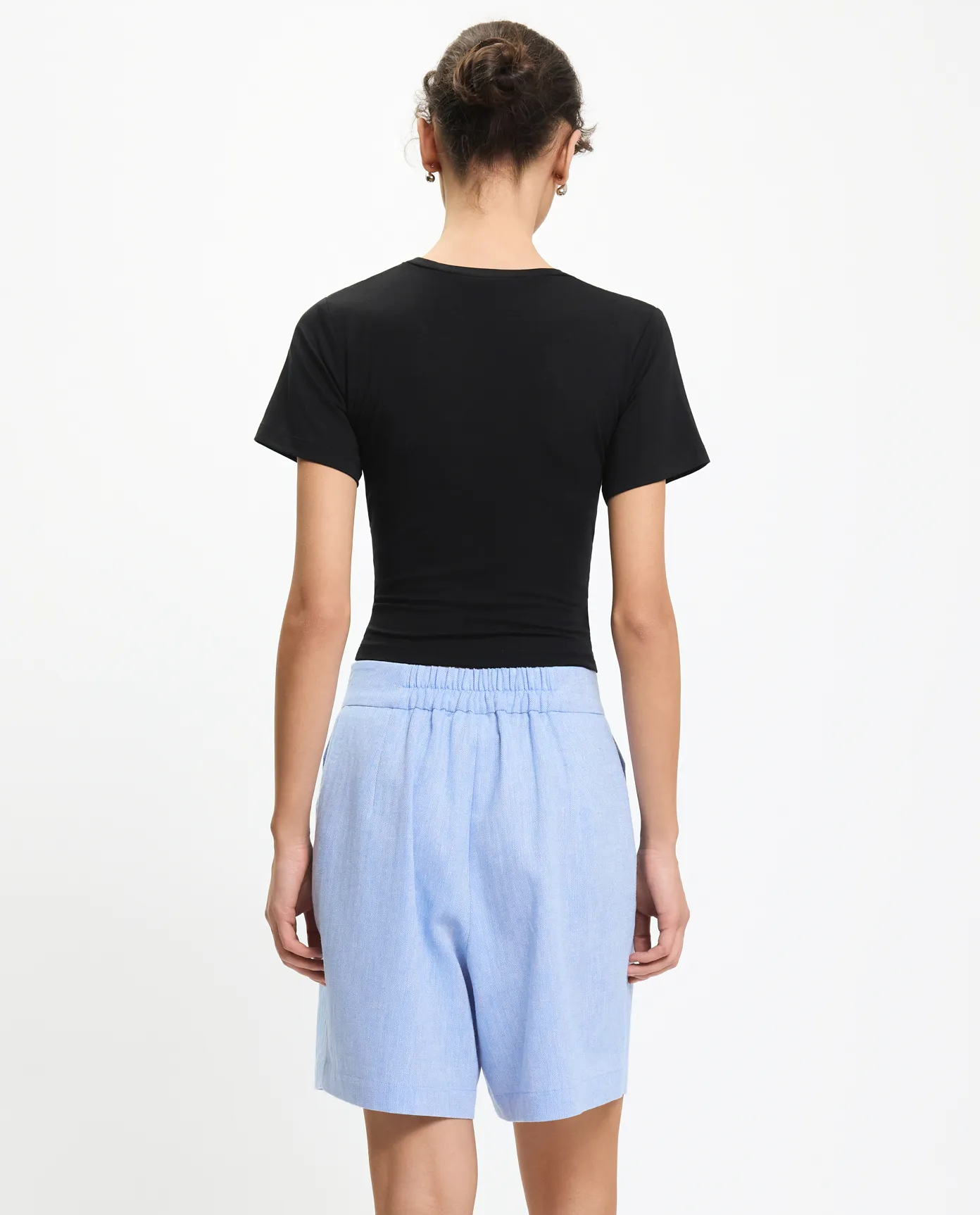 Niebieskie szorty z lnu i bawełny - Image #3