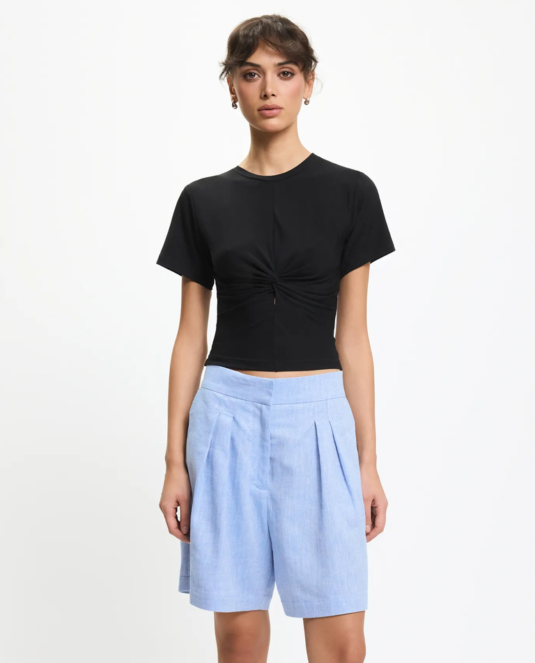 Niebieskie szorty z lnu i bawełny - Image #2