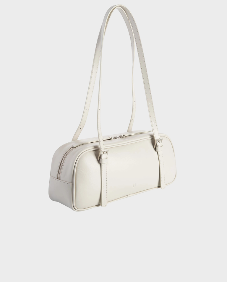 Kremowa skórzana torebka Bowling