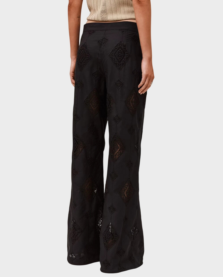 Czarne ażurowe spodnie Mike