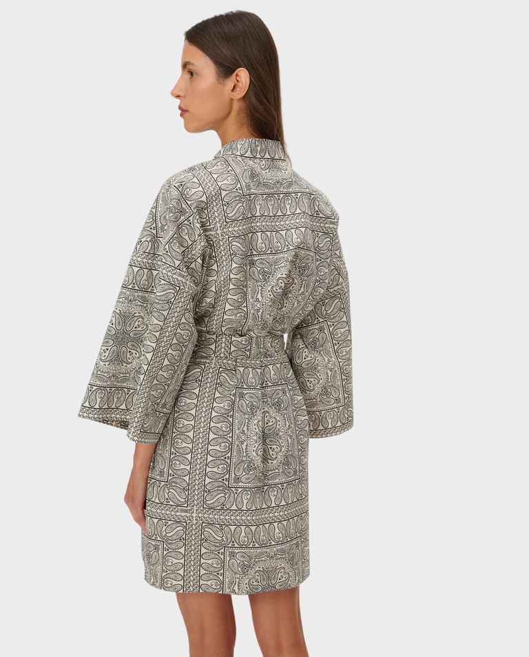 Kimono ecru z nadrukiem bandany Liu - Image #2