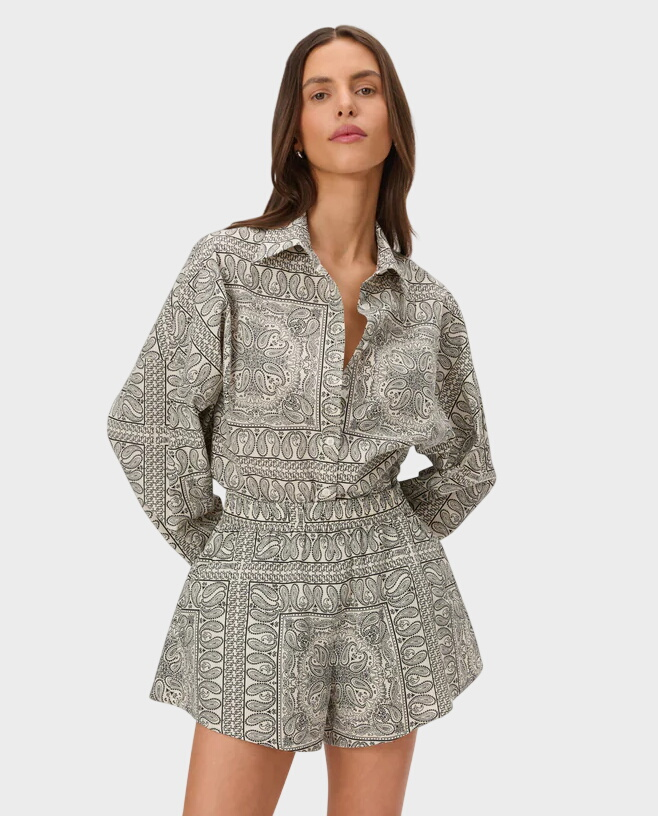 Szorty ecru z nadrukiem bandany Elio - Image #2