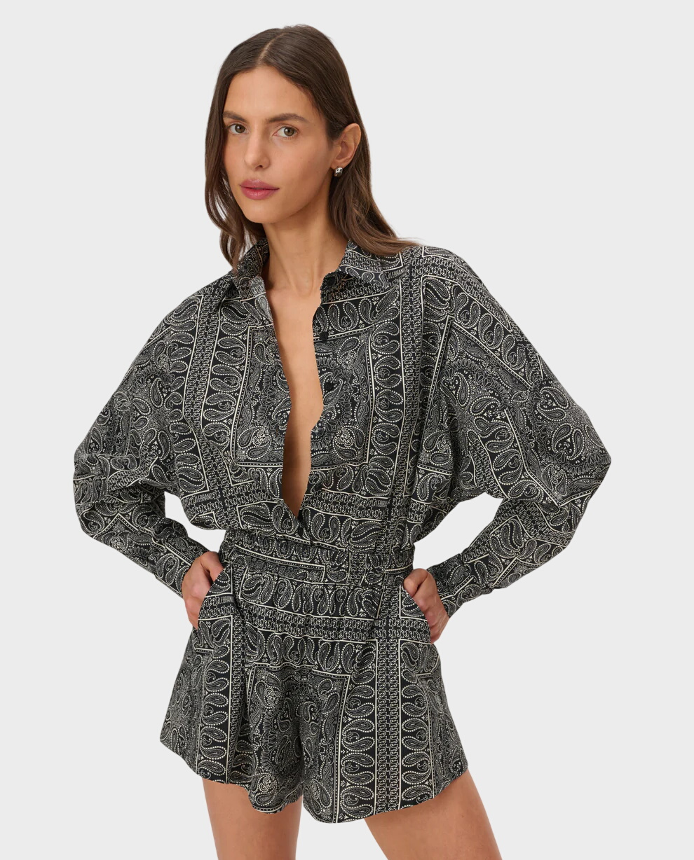 Czarne szorty z nadrukiem bandany Elio - Image #4