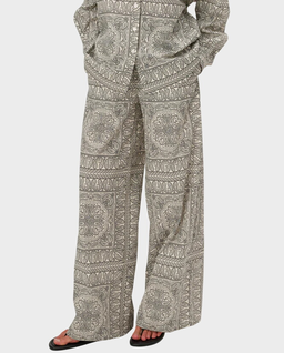 Spodnie ecru z nadrukiem bandany Flore - Image #0