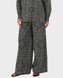 Czarne spodnie z nadrukiem bandany Flore - Image #0