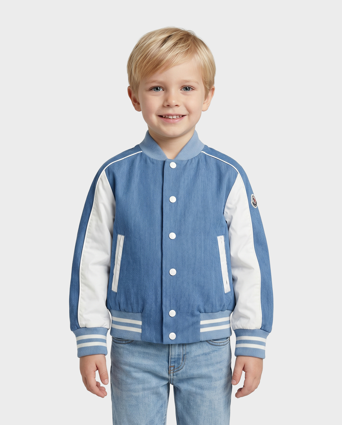 Biało-niebieska kurtka typu bomber - Image #0