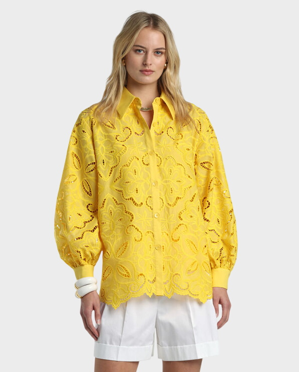 Żółta haftowana koszula Bartolo - Image #0