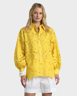 Żółta haftowana koszula Bartolo - Image #0