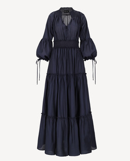 Ciemnogranatowa sukienka z falbanami Firenze - Image #1