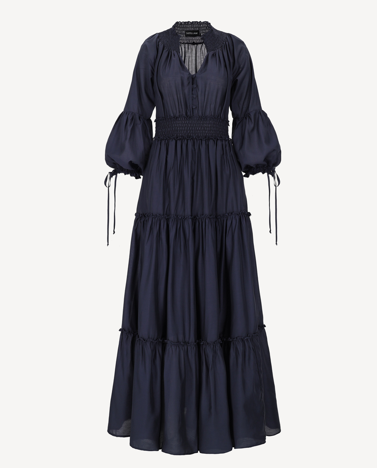 Ciemnogranatowa sukienka z falbanami Firenze