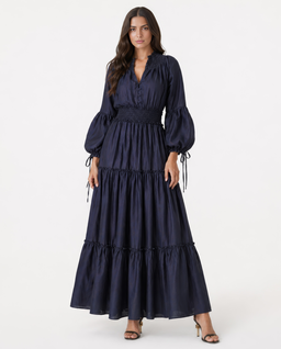 Ciemnogranatowa sukienka z falbanami Firenze - Image #0