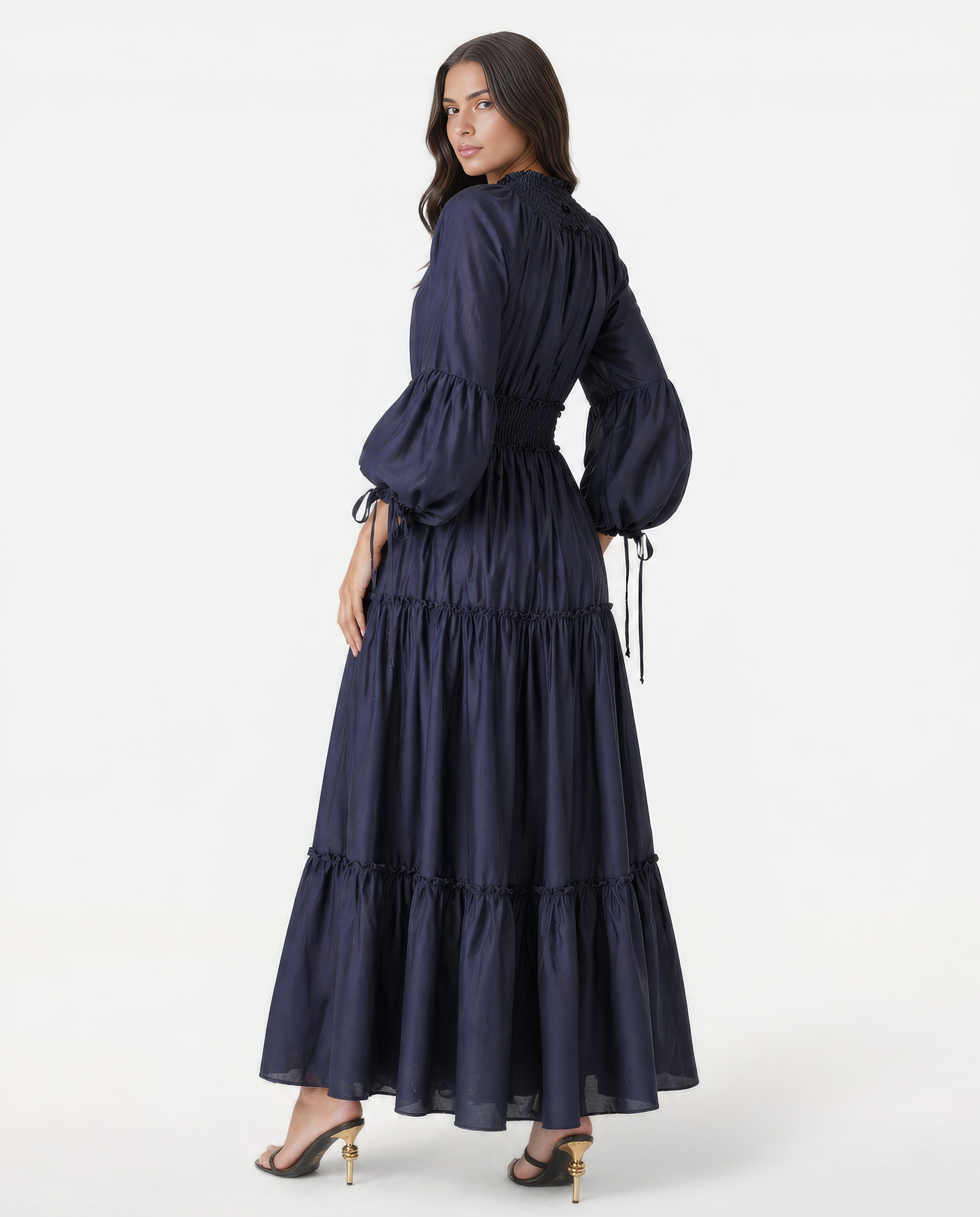 Ciemnogranatowa sukienka z falbanami Firenze - Image #2